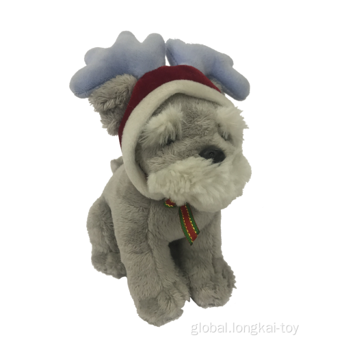 Holiday Plush Gifts Plush Dog With Christmas Hat Gray Manufactory